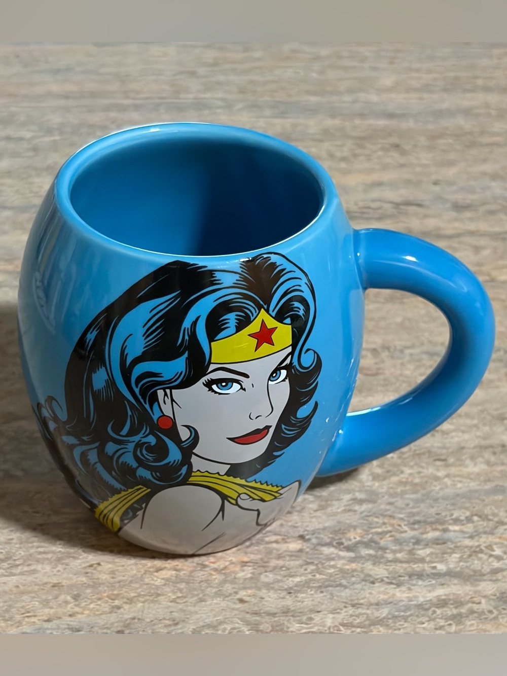 DC Comics Wonder Woman Bright Blue Ceramic Mug with Hero Graphic